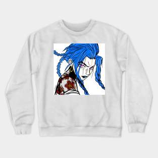 punk blue haired style warrior girl ecopop Crewneck Sweatshirt